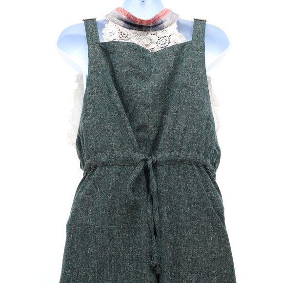Timbuktu Station Sleeveless Drawstring Waist Midi Dress β’ 2 β’ Green/Gray - Picture 5 of 13